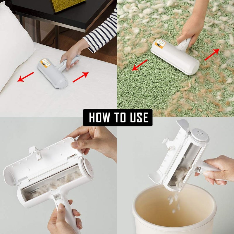 Nado Care Pet Hair Remover Roller - Lint Roller for pet Hair - Self Cleaning Dog & Cat Hair Remover - Remove Dog, Cat Hair from Furniture, Carpets, Bedding, Clothing and More. White - Image 3